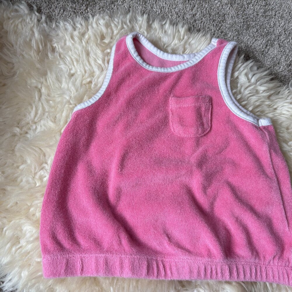 Girls Retro Terrycloth Hot Pink Tank & Shorts